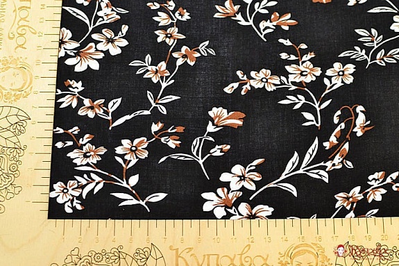 Штапель "Лейла", цв.черный, ш.1.42м, вискоза-100%, 110гр/м.кв