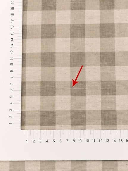 Полулен "Серо-кофейная клетка" (на суровом), ш.1.5м, лен-30%, хлопок-70%, 140гр/м.кв