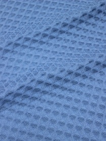 Вафельное премиум-полотно "Бохо" цв.темный винтажно-голубой, ш.1.5м, хлопок-100%, 240гр/м.кв