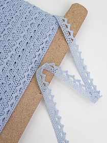 Кружево цв.небесно-голубая дымка, ш.10мм, хлопок-90%, п/э-10%, рис.075/20