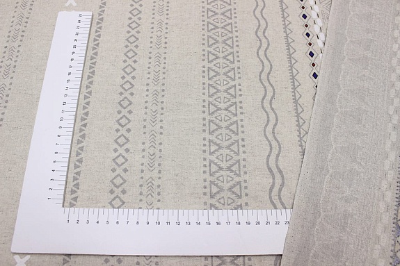 Полулен "Орнамент с кисточками" (на суровом), ш.1.5м, лен-30%, хлопок-70%, 140гр/м.кв