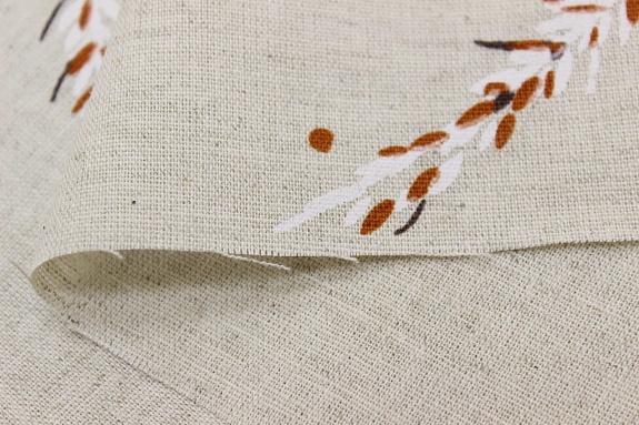 Мерный лоскут(ткань в отрезах) - Полулен "Куропатки", ш.1.5м, лен-30%, хлопок-70%