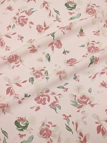 Штапель "Пастельные розы на розовом", ш.1.45м, вискоза-100%, 100гр/м.кв