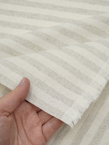 Хлопколен пестротканый "Полоска" цв.серый/суровый, ш.1.5м, лен-20%, хлопок-80%, 150гр/м.кв