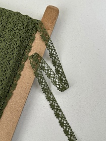 Кружево цв.темный хаки, хлопок-90%, п/э-10%, 15мм, рис.016/32
