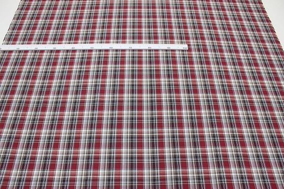 Пестрядь "Бордово-серая клетка", ш.1.5м, хлопок-100%, 150гр/м.кв