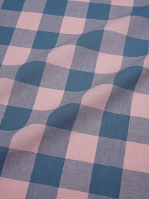 Вареный (стираный) хлопок "Клетка (3.0*3.0см)" цв.темная роза/серо-голубой джинс, ш.2.5м, хл-100%