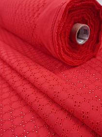 Шитье "Мелкие четырехлистники" цв.красно-малиновый, ш.1.5м (выш.части 1.35м), батист, хл-100%