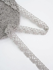 Кружево цв.серо-бежевый с оливковым оттенком, ш.15мм, хлопок-90%, п/э-10%, 10м, рис.016/5
