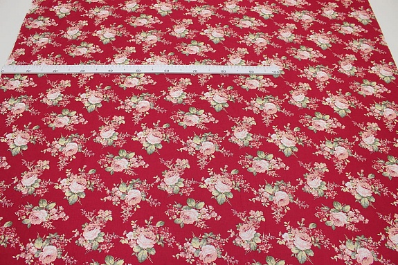 Импорт. хлопок "Роскошный букет" цв.малиновый, СОРТ2, ш.1.45м, хлопок-100%, 100гр/м.кв