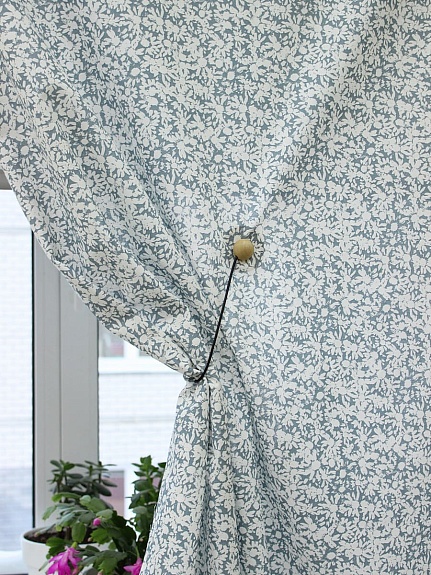 Полулен "Нежные ромашки" цв.белый, ш.1.5м, лен-30%, хлопок-70%, 147гр/м.кв