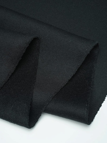 Шерсть пальтовая двухсторонняя, двухслойная цв.Черный, ш.1.5м, шерсть-40%, п/э-60%, 630гр/м.кв
