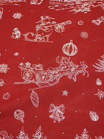 Мерный лоскут (ткань в отрезах) Рогожка "Настроение - зима" цв.красный терракот, ш.1.5м, хлопок-100%, 165гр/м.кв