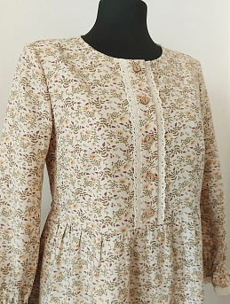 Платье из теплого хлопка "Полева" в бежево-кофейном цвете