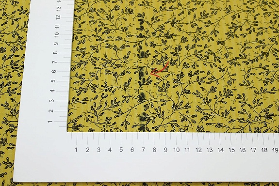 Вискоза с хлопком "Барбариски" цв.черный на золотисто-оливковом, СОРТ2, ш.1.42м, хл-70%, вискоза-30%