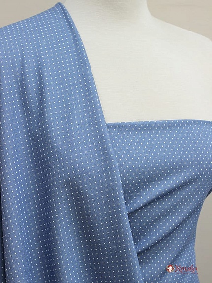 Джинсовая ткань "Очень мелкий горох на голубой джинсе", ш.1.48м, хлопок-85%,п/э-15%, 140гр/м.кв