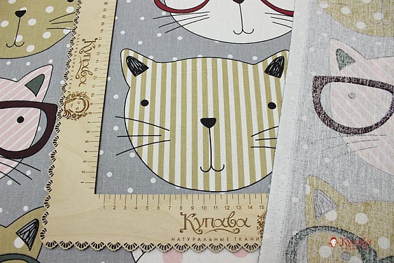 Бязь "Коты - стиляги", СОРТ2, ш.1.5м, хлопок-100%, 120гр/м.кв