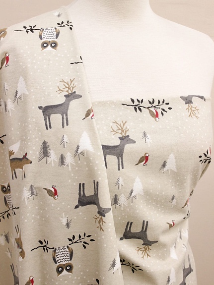 Теплый хлопок "Герда" цв.сливочно-оливковый, ш.1.45м, хлопок-100%, 150гр/м.кв