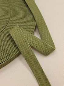 Лента ременная цв.зеленый хаки, ш.20мм, хлопок-100%#013405