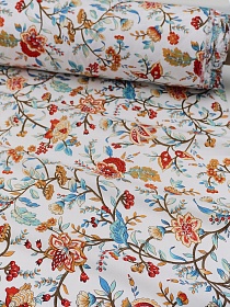 Сатин "Багряный цветок" цв.белый, ш.2.35м, хлопок-100%, 110гр/м.кв