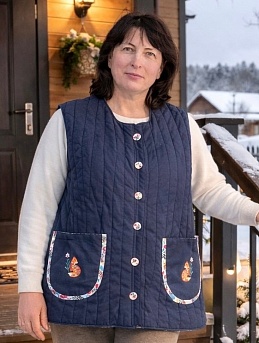 Жилет из хлопкольна цв.джинсово-синий