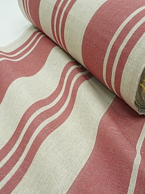 Холст-дорожка "Бордовые полосы" (на суровом), ш.0.55м, лен-30%, хлопок-70%, 270гр/м.кв