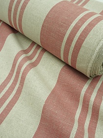 Холст-дорожка "Бордовые полосы" (на суровом), ш.0.5м, лен-49%, хлопок-51%, 230гр/м.кв