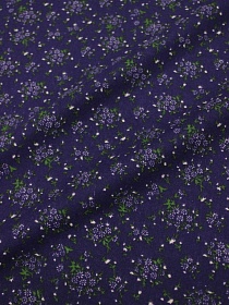Теплый хлопок "Мелкое соцветие на т.чернильно-фиолетовом", ш.1.44м, хлопок-100%, 160гр/м.кв