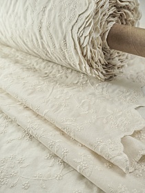 Шитье "Морозная вышивка" (фестоны с 2х сторон) цв.кремовый, ш.1.37м, хлопок-100%, батист