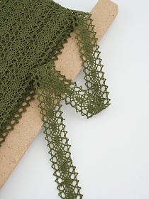Кружево цв.темный хаки, ш.19мм, хлопок-90%, п/э-10%, рис.047/32