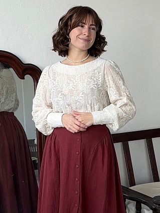 Юбка из крапивы цв.Бордовый с терракотовым оттенком