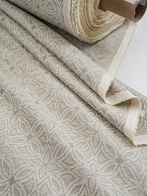 Полульняной жаккард "Орнамент лепестков", ш.2.1м, лен-53%, хлопок-47%, 205гр/м.кв