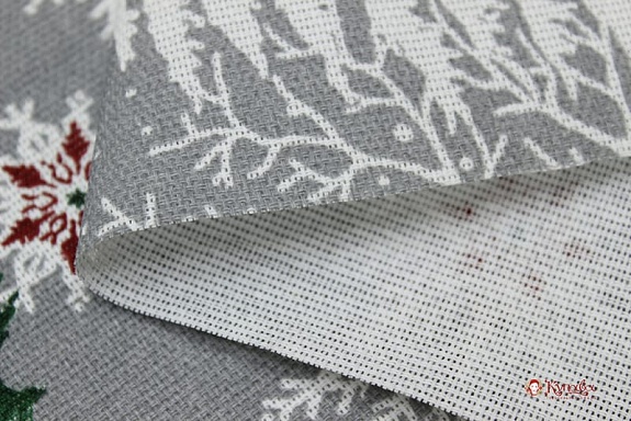 Рогожка "Снеговики со снежинками" цв.стальной серый, ш.1.5м, хлопок-100%, 160гр/м.кв