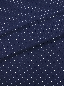 Теплый хлопок "Белый горох (2мм) на чернильно-синем",  ш.1.5м, хл-100%, 160гр/м.кв
