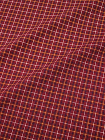 Пестрядь этнографическая под домоткань "Тройная клетка на т.красно-бордовом", ш.1.6м, хлопок-100%