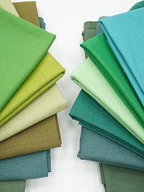 Комплект лоскута 1кг Хлопок однотонный (зеленая гамма)