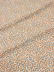 Теплый хлопок "Россыпь бутончиков на св.телесно-кремовом" цв.терракотовый, ш.1.5м, хл-100%