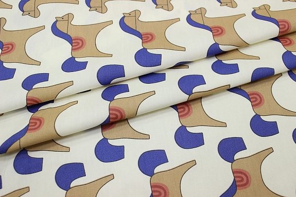 Сатин "Деревянная лошадка" цв.сливочный, ш.2.35м, хлопок-100%, 110гр/м.кв