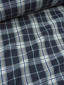 Фуле "Клетка" цв.чернильно-синий/серый, ш.1.45м, хлопок-85%, п/э-15%, 195гр/м.кв