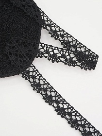 Кружево цв.черный, ш.15мм, хлопок-90%, п/э-10%, 10м