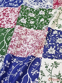 Бязь "Пэчворк весенний калейдоскоп" цв.синий/малиновый/зеленый, ш.1.5м, хл-100%, 142гр/м.кв