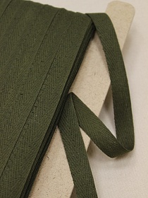 Лента киперная цв.темно-зеленый хаки, ш.14мм, хлопок-100%