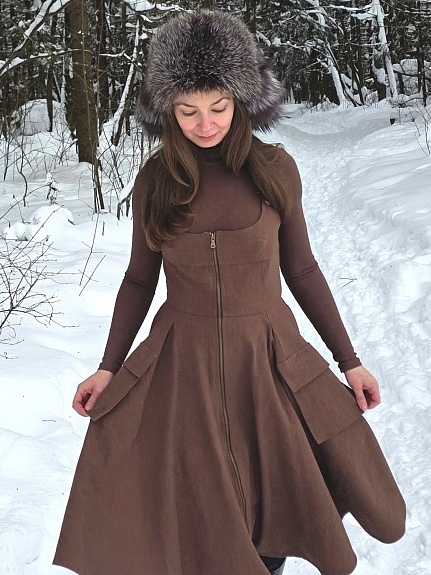 Сарафан из крапивы в кофейно-сером цвете