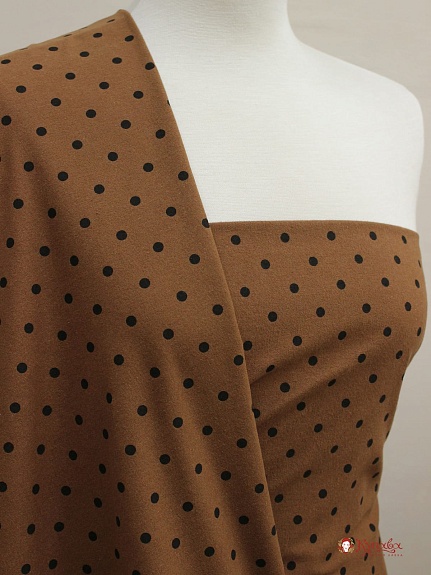 Теплый хлопок "Редкий черный горох" цв.орехово-коричневый, ш.1.50м, хлопок-100%, 160гр/м.кв