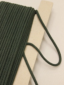 Шнур цв.темно-зеленый хаки-2, ш.5мм, хлопок-100%