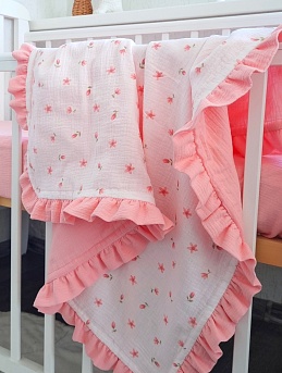 Детское одеяло из муслина "Бутончики - цветочки"