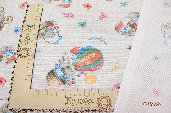 Рогожка "Пасхальный кролик", ш.1.5м, хлопок-100%, 165гр/м.кв