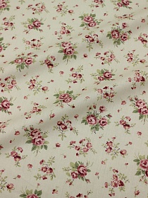 Импорт. хлопок "Бордовые букетики роз" цв.бордовый/бежево-оливковый, ш.1.45м, хлопок-100%