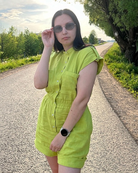 Комбинезон из яркого костюмного льна