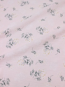 Муслин двухслойный с эф.жатости "Веточки ромашки" цв.бл.розово-лососевый, ш.1.4м, хл-100%